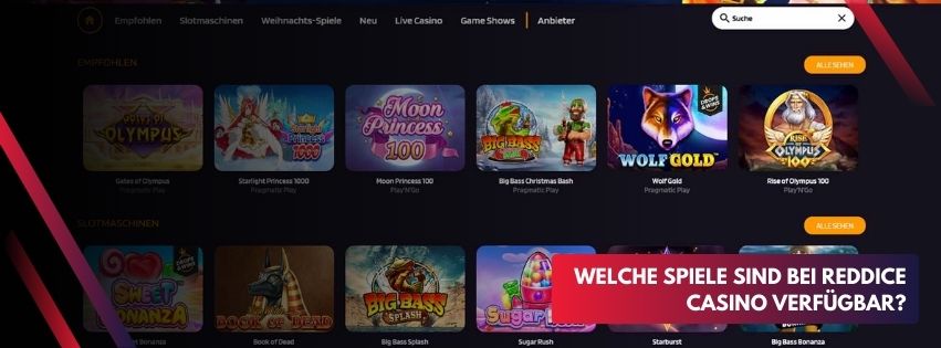 Welche Spiele sind bei RedDice Casino verfügbar?