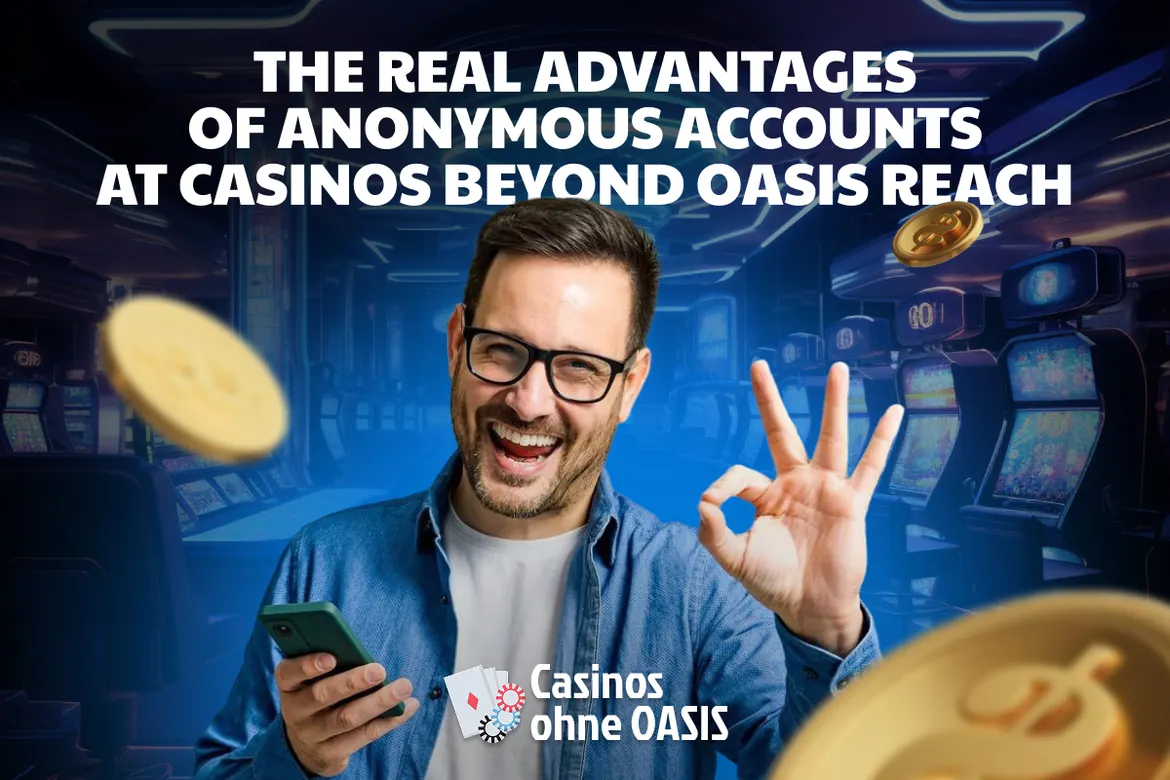 Smiling man with phone shows okay sign for anonymous casino accounts